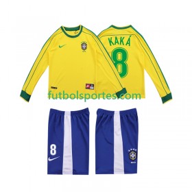 Camiseta Brasil KAKA 8 Retro Niño Primera Equipación 1998 Manga Larga